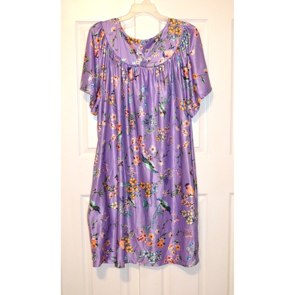 Vintage Anthony Richards Lounge Nightgown Women's 2X Purple Birds Cottagecore